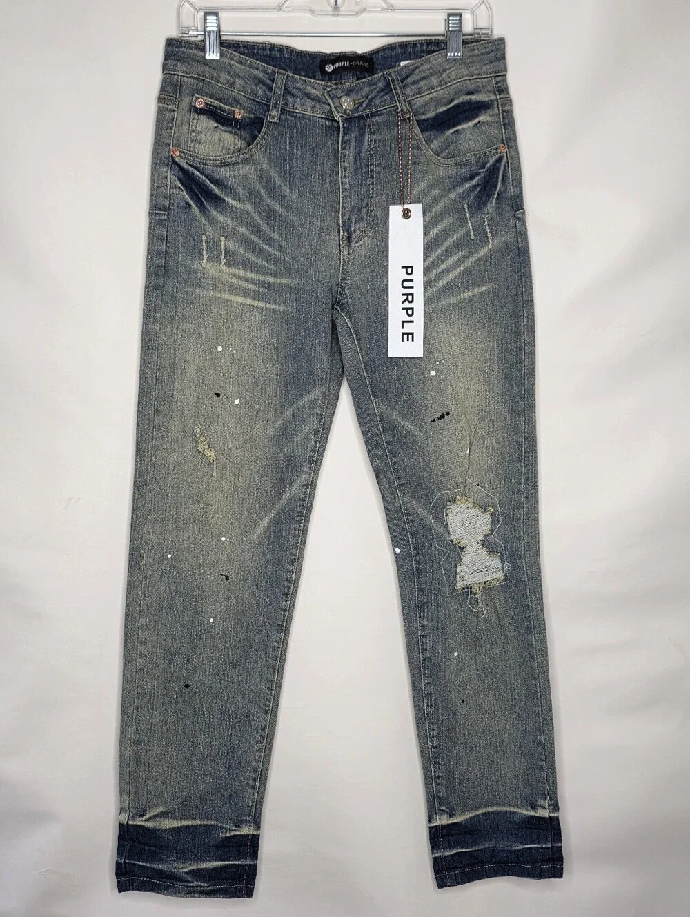 Purple Brand Paint Splatter Jeans Size W-30 Distressed Faded Denim Edgy NEW